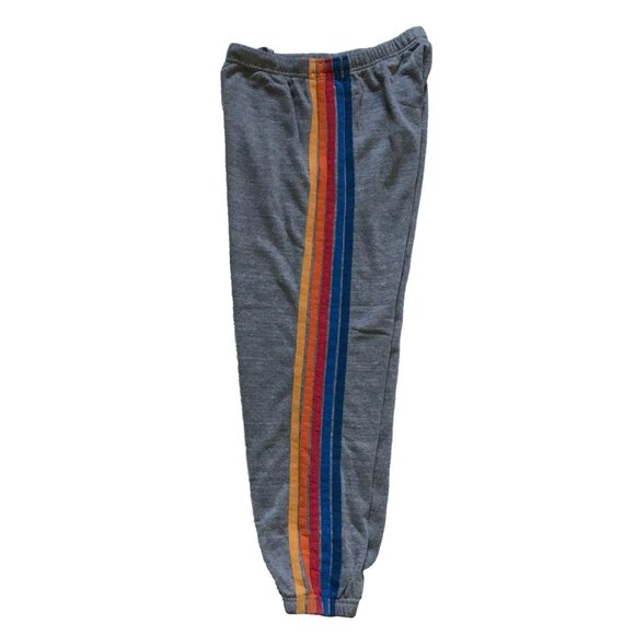 Aviator Nation 5 Stripe Sweatpants Joggers Womens Large Gray Cotton Stitch Cuff - Picture 6 of 14